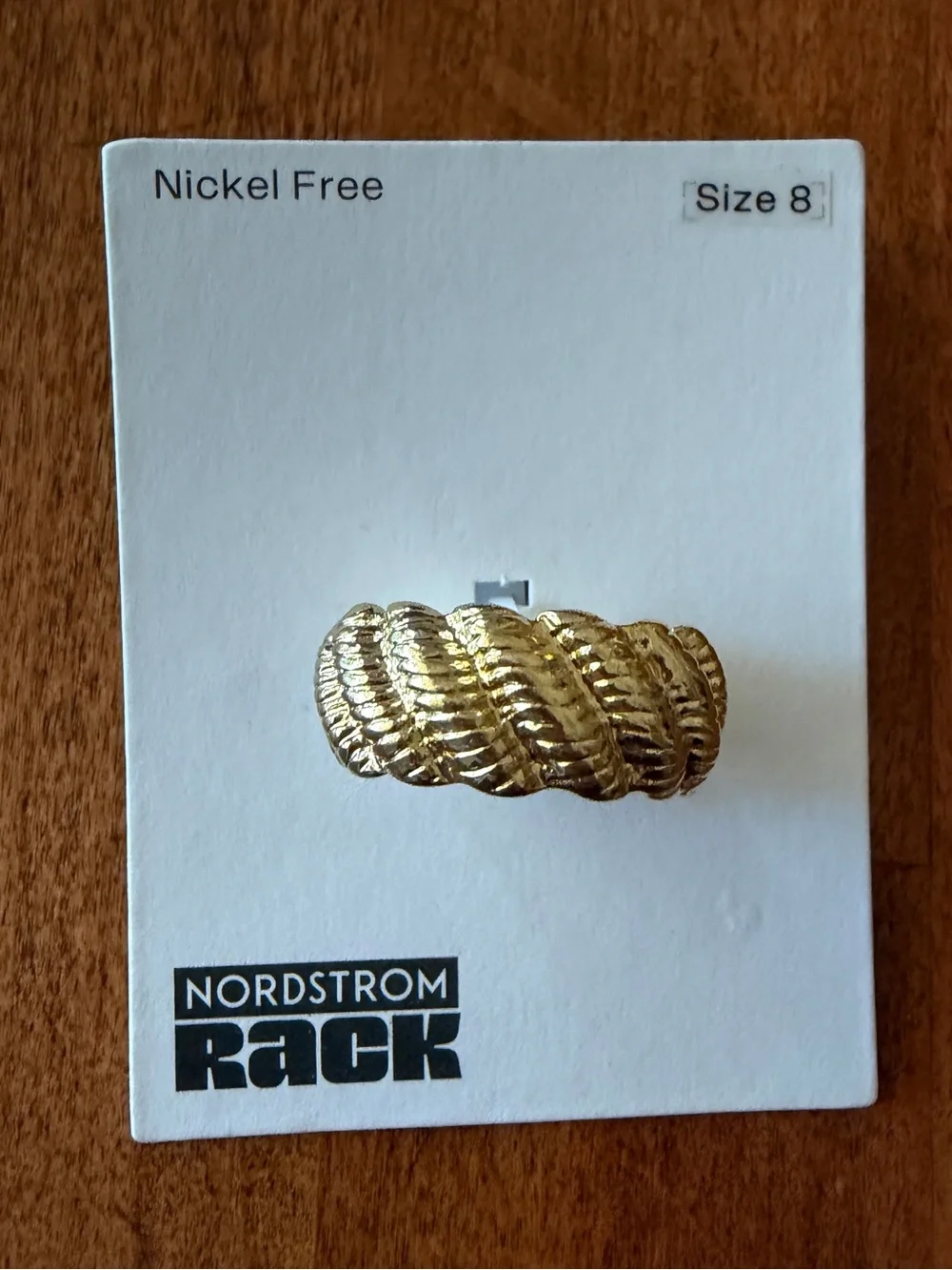 BaubleBar Gold Textured Spiral Ring Size 8 NWT